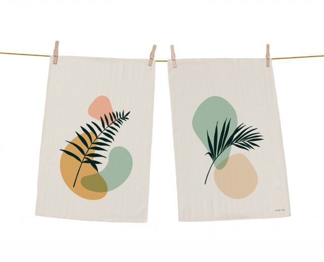 Dish towel set botanical art