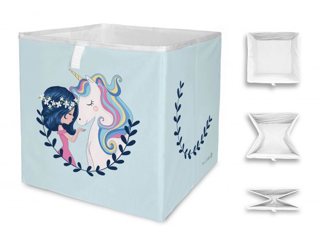 Úložná krabice girl and unicorn, 32x32 cm