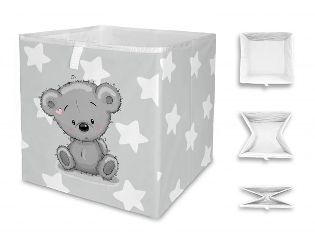 Úložná krabice grey teddy, 32x32 cm