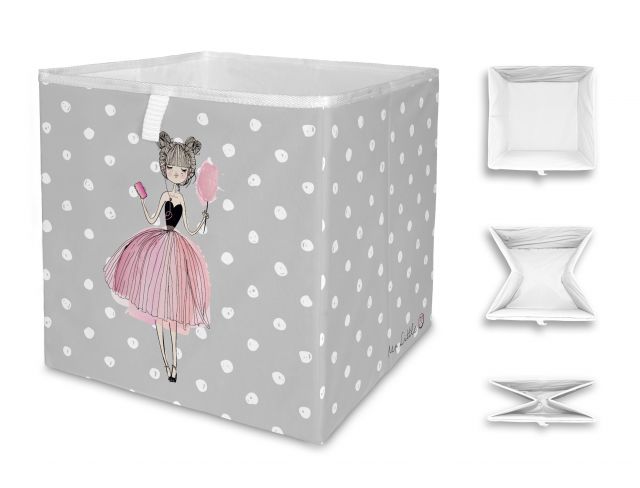 Úložná krabice pink girl, 32x32 cm