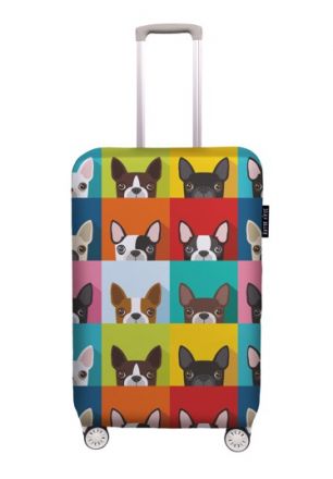 Luggage cover which frenchie, size S