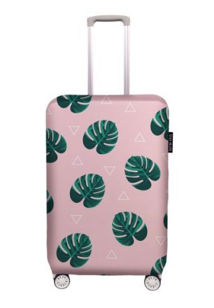 luggage cover leaves in pink