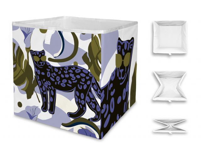 Storage box leopard with sunglasses, 32x32cm
