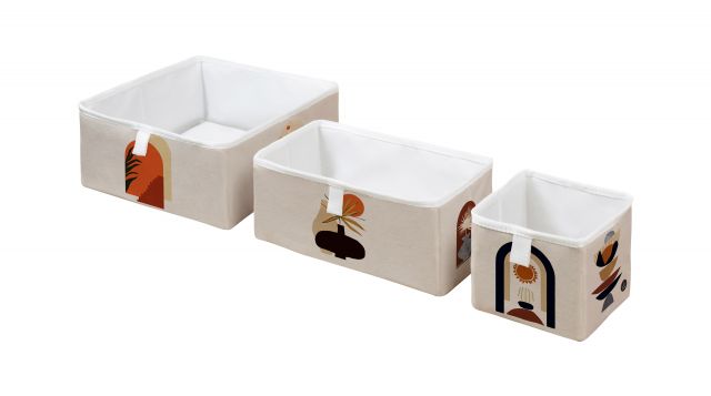 Storage boxes set of 3 abstract boho