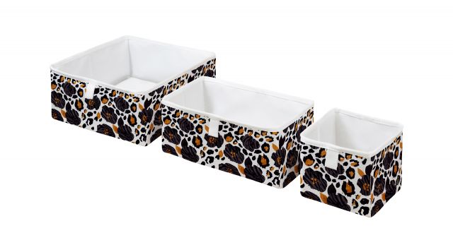 Storage boxes set of 3 leopard print