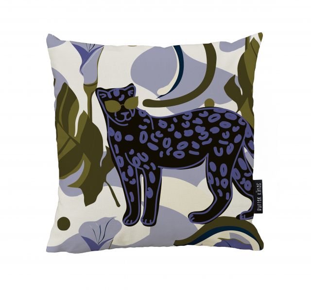 Cushion cover leopard with sunglasses, canvas bavlna