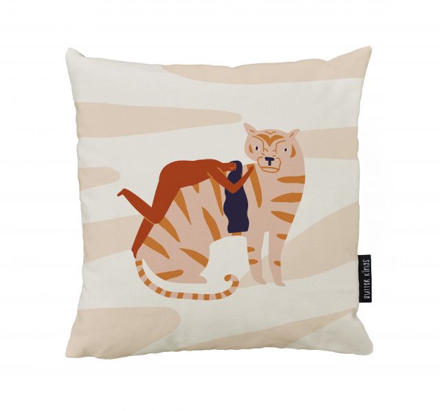 Cushion cover riding on the tiger, canvas bavlna