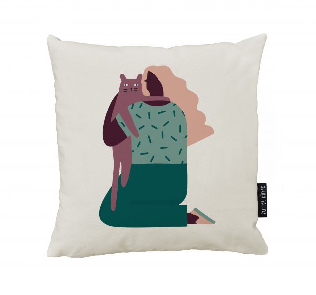 Cushion cover in love with cats, canvas bavlna
