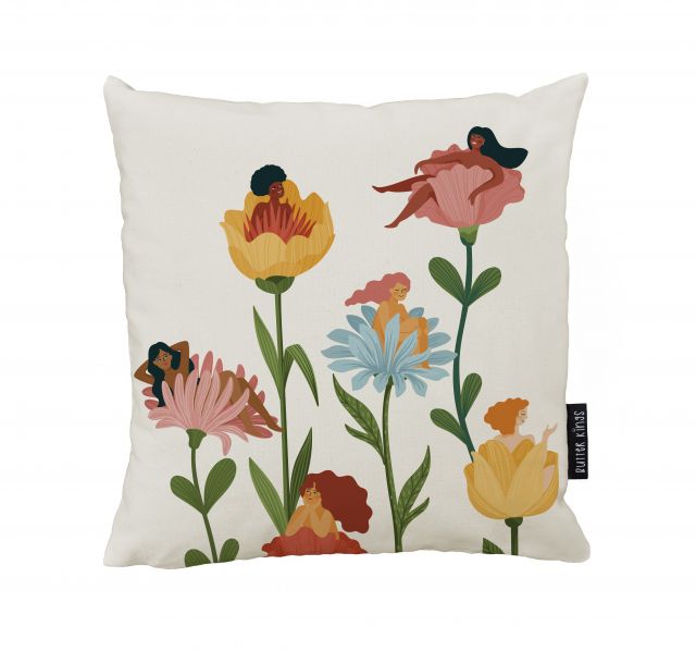 Cushion cover flower or woman, canvas bavlna