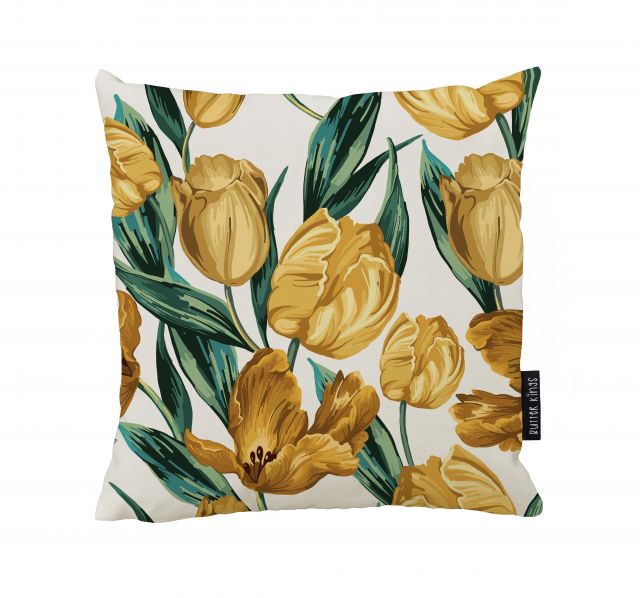 Cushion cover yellow tulips, canvas cotton