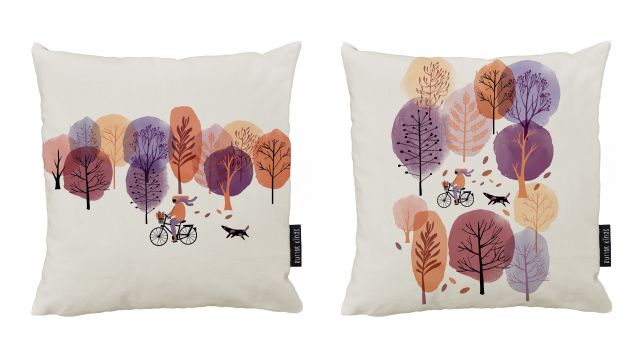 Set of 2 cushion covers autumn in the park