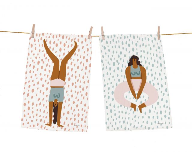 Dish towels set yoga day
