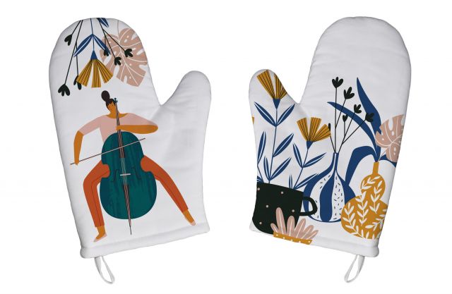 Oven gloves plants and music