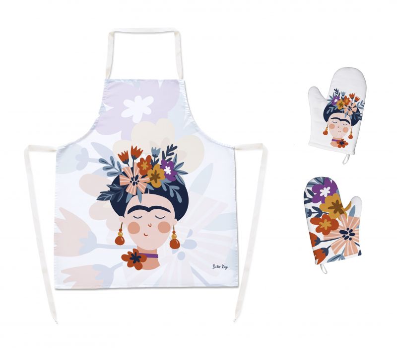 Set of aprons and oven gloves love Frida