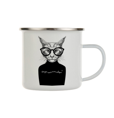 enamel mug critique cat