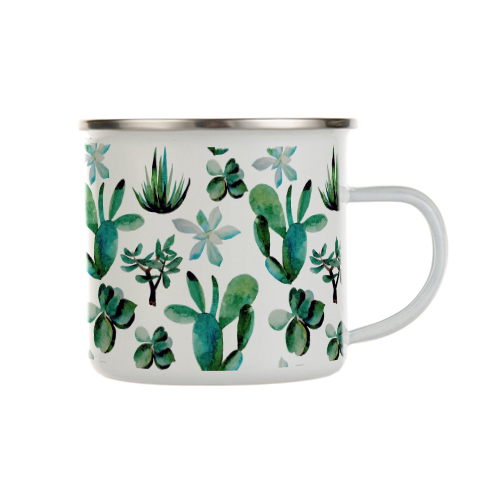 Enamel mug minty succulents