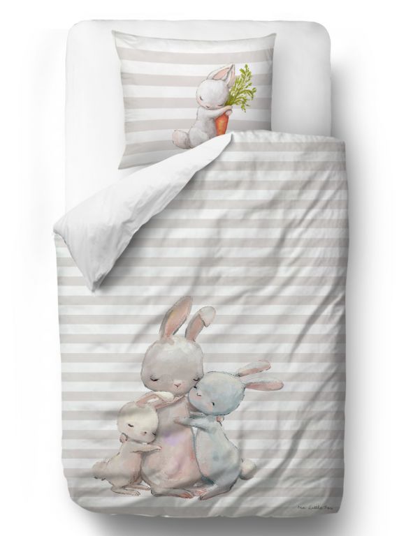 Bedding set Forest School-Hugging Bunnies 155x200/90x70cm