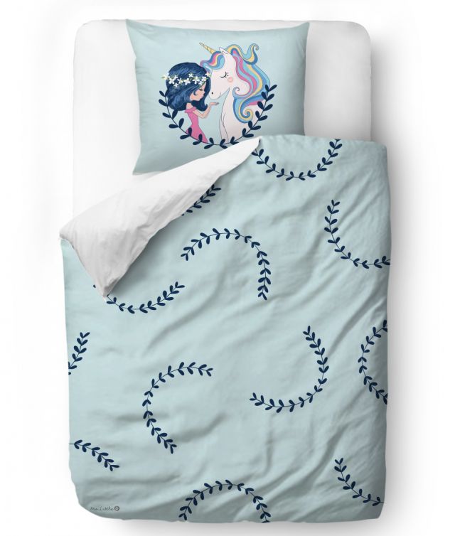 Bedding set girl and unicorn 155x200/90x70cm