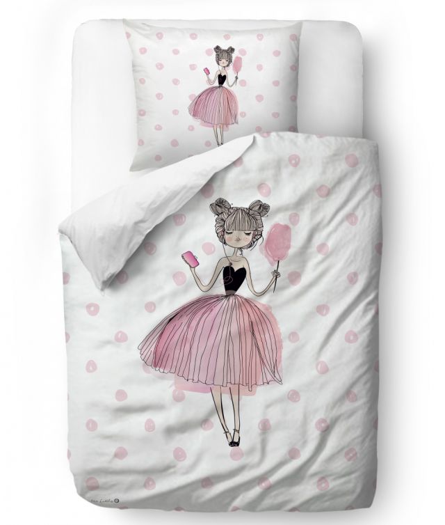 Bedding set pink girl 155x200/90x70cm