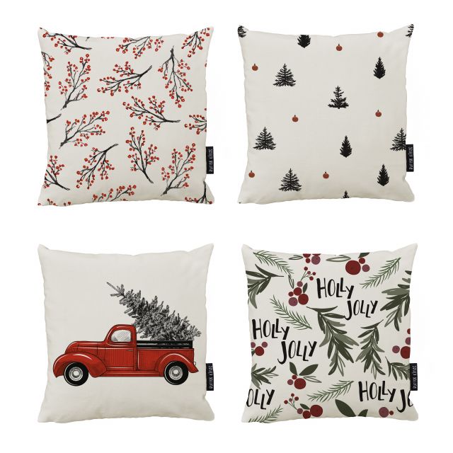 Set of pillowcases red and black Christmas