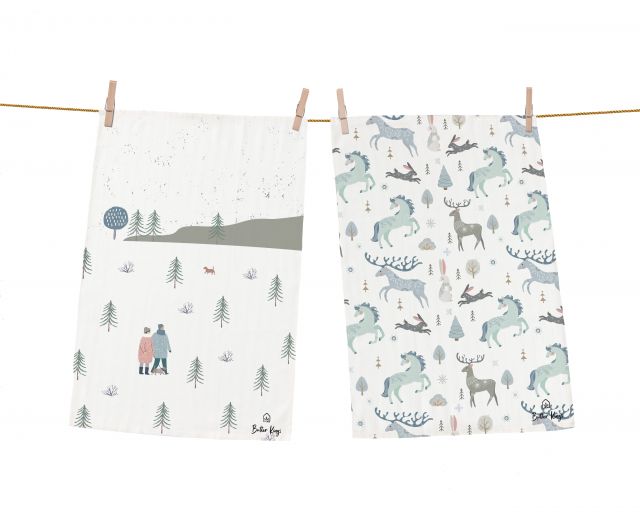 Set of dish towels lovely winter