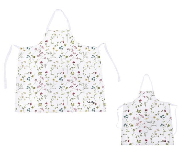 Set of adult and children's aprons meadow vibes