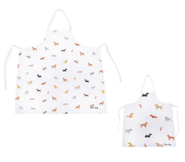 Set of adult and children's aprons dog land