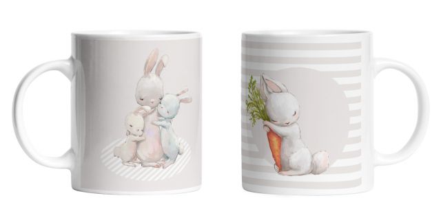 Set of 2 mug Forest School-Hugging Bunnies