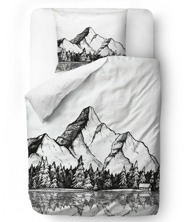 Bedding set cabin in the mountains, 200x200/90x70