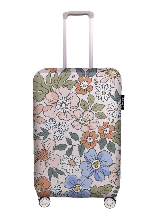 Luggage cover full of flowers, size S