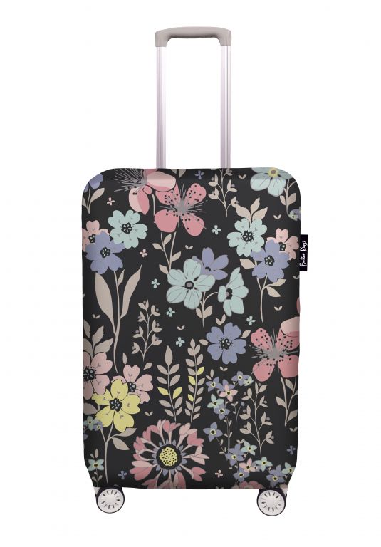 Luggage cover flowers in night, size M