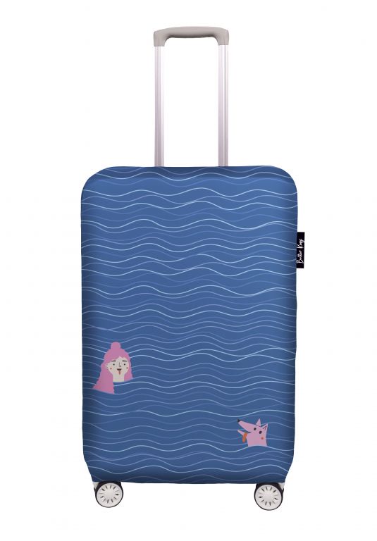 Luggage cover swimming with my dog, size S