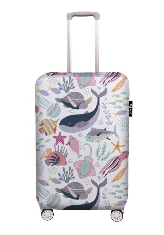 Luggage cover under sea life, size S