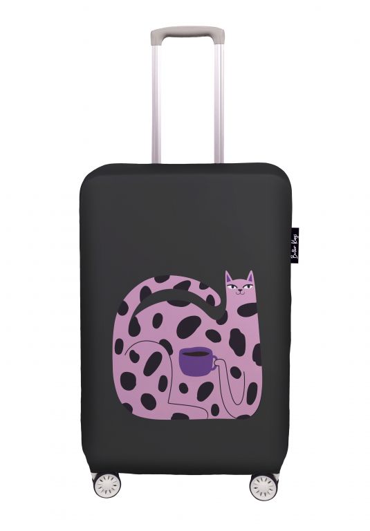 Luggage cover pink cat, size M