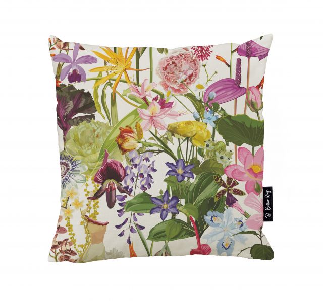 Cushion cover exotic flowers, canvas cotton