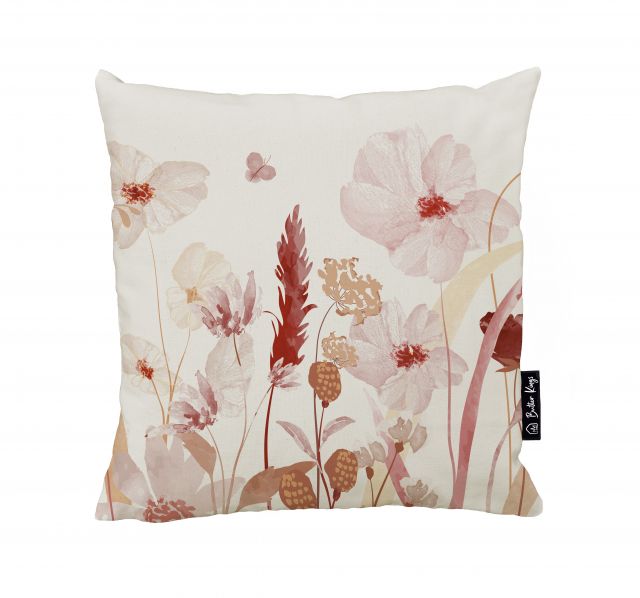 Cushion cover pink meadow, canvas cotton