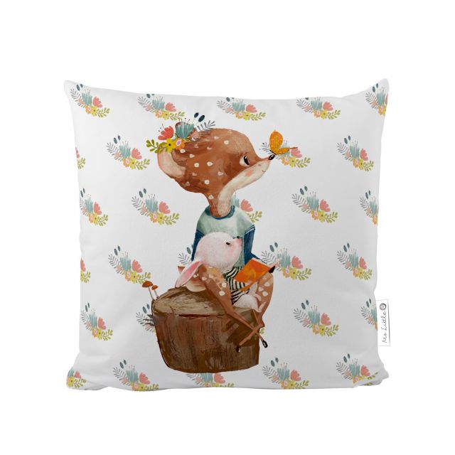 Cushion cover doe and rabbit-forest school