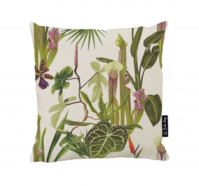 Cushion cover welcome to exotic garden, canvas cotton