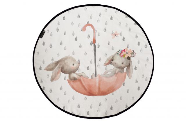 Canvas rug forest school-bunnies in the rain