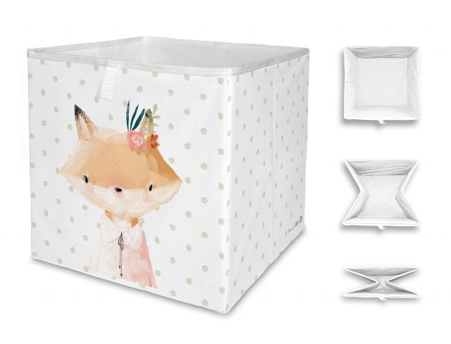 Storage box forest school-girl fox, 32x32cm