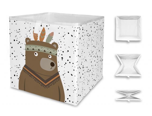 Úložná krabice bear indian, 32x32cm
