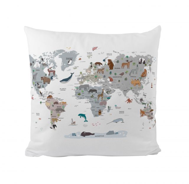 Cushion cover world map, microfibre