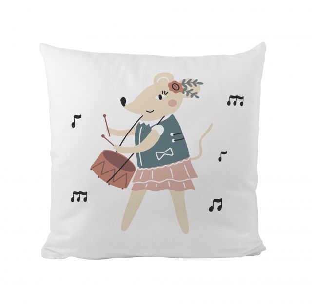 Cushion cover musical mouse girl, microfibre