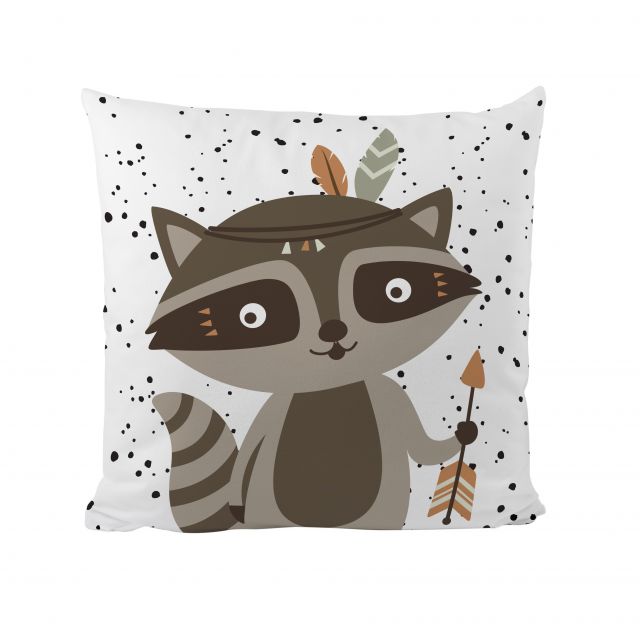 Cushion cover raccoon indian, microfibre