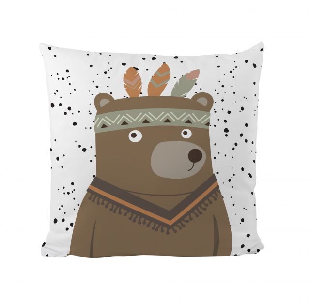 Cushion cover bear indian, microfibre