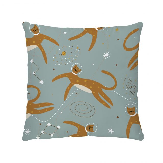 Cushion cover leopard in the space, cotton
