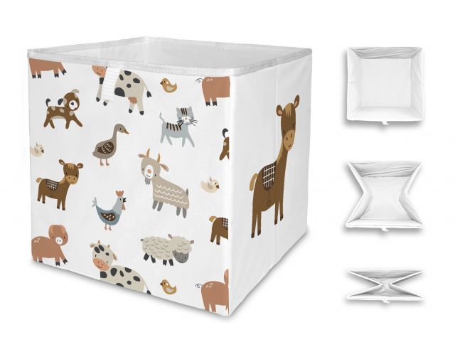 Storage box farm animals, 32x32cm