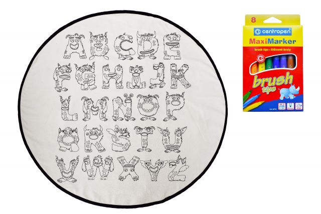 Kinder färben Leinwandteppiche monster abeceda