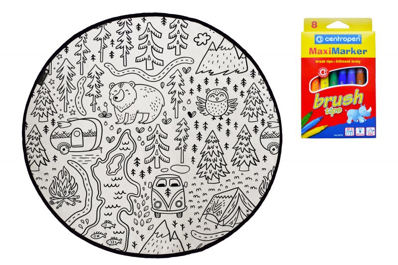 Colouring canvas rug camping