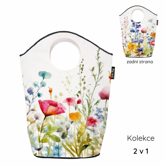 Koš na prádlo watercolour flowers (60l)